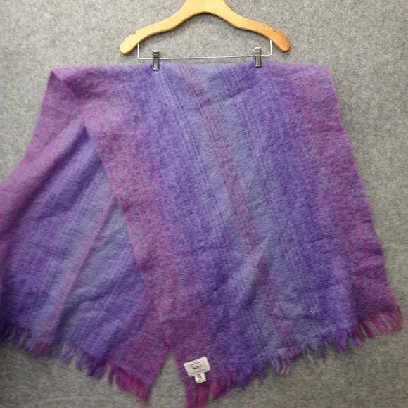 Mohair Wool Shawl Scarf VTG‎ Purple Ombre Striped Irish AVOCA HANDWEAVERS 25x68 - Picture 2 of 8